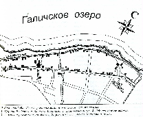 Рыбная слобода. Схема расположения памятников истории и культуры: 1. Церкви Введения и Василия Великого. 2. Дом священника. 3. Общественное здание. 4. Торгово-промышленное здание. 5. Дом причта церкви Иоакима и Анны